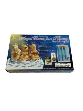 Excalibur Angel Bears From Heaven Pen & Stamp Set NOS Light Up Pens Gift Set